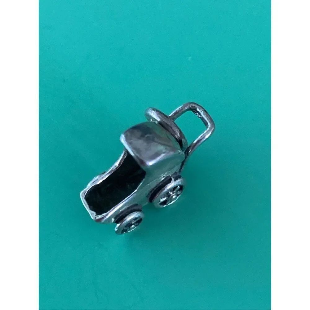 .925 Baby Stroller Sterling Silver Jewelry Charm #baby
